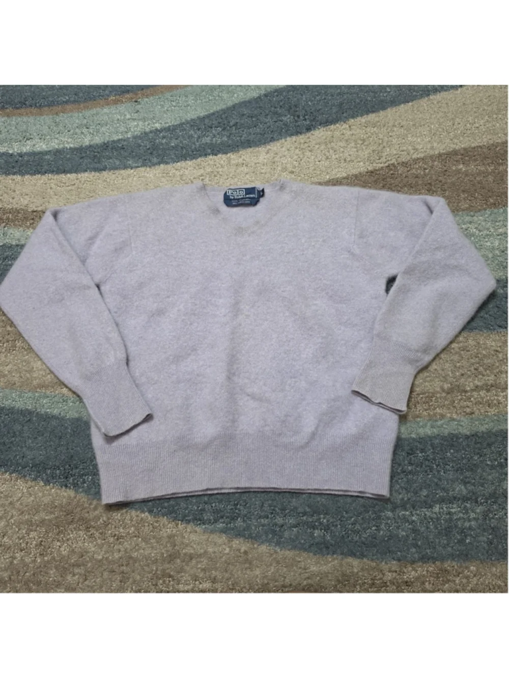 Polo Ralph Lauren 100% Cashmere Sweater Gray Knit Size L Soft Luxury